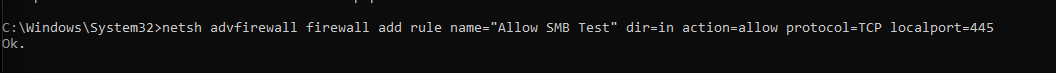 SMB firewall rule test
